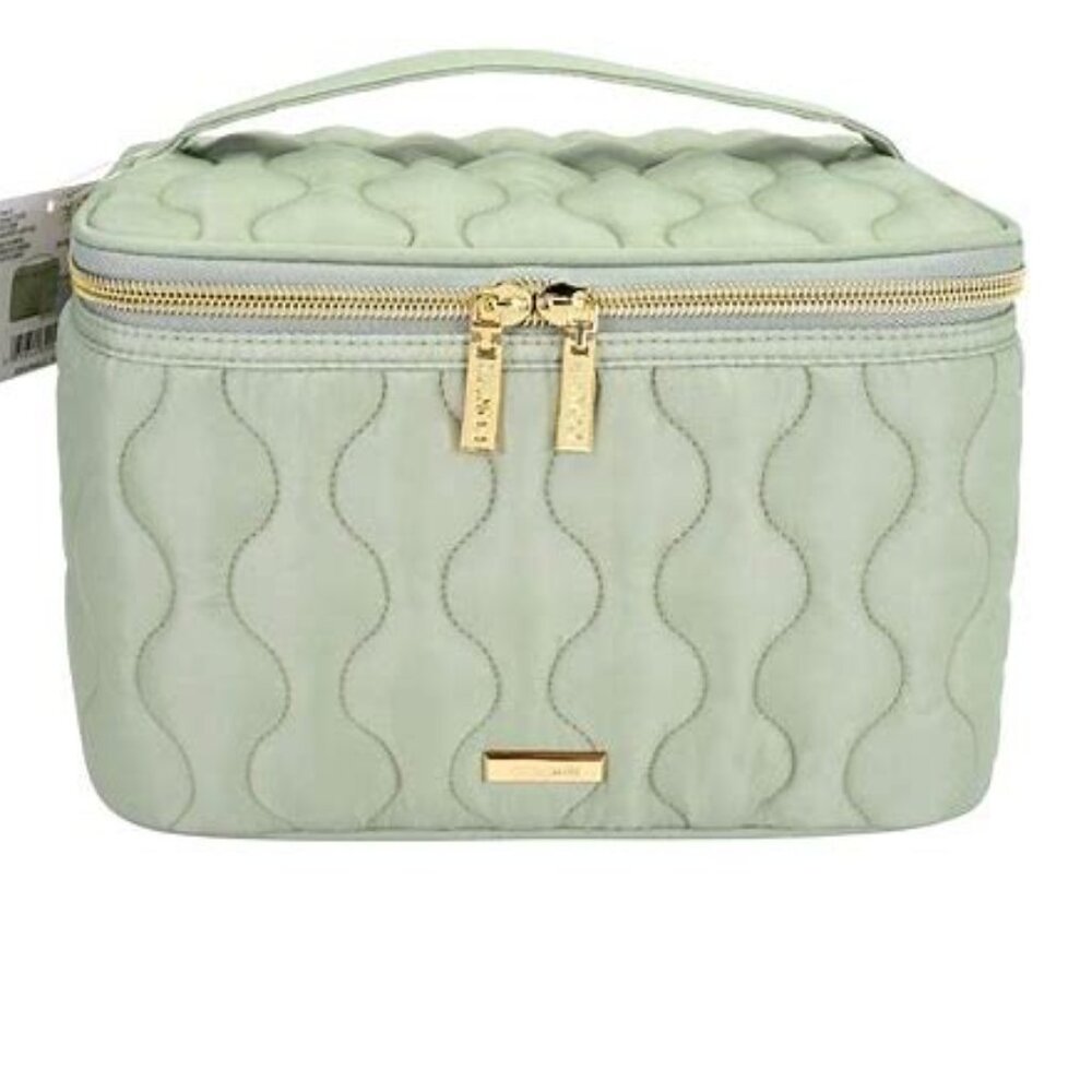 Conair Train Case Quilt 2pc Sage Green Cosmetic Bag
